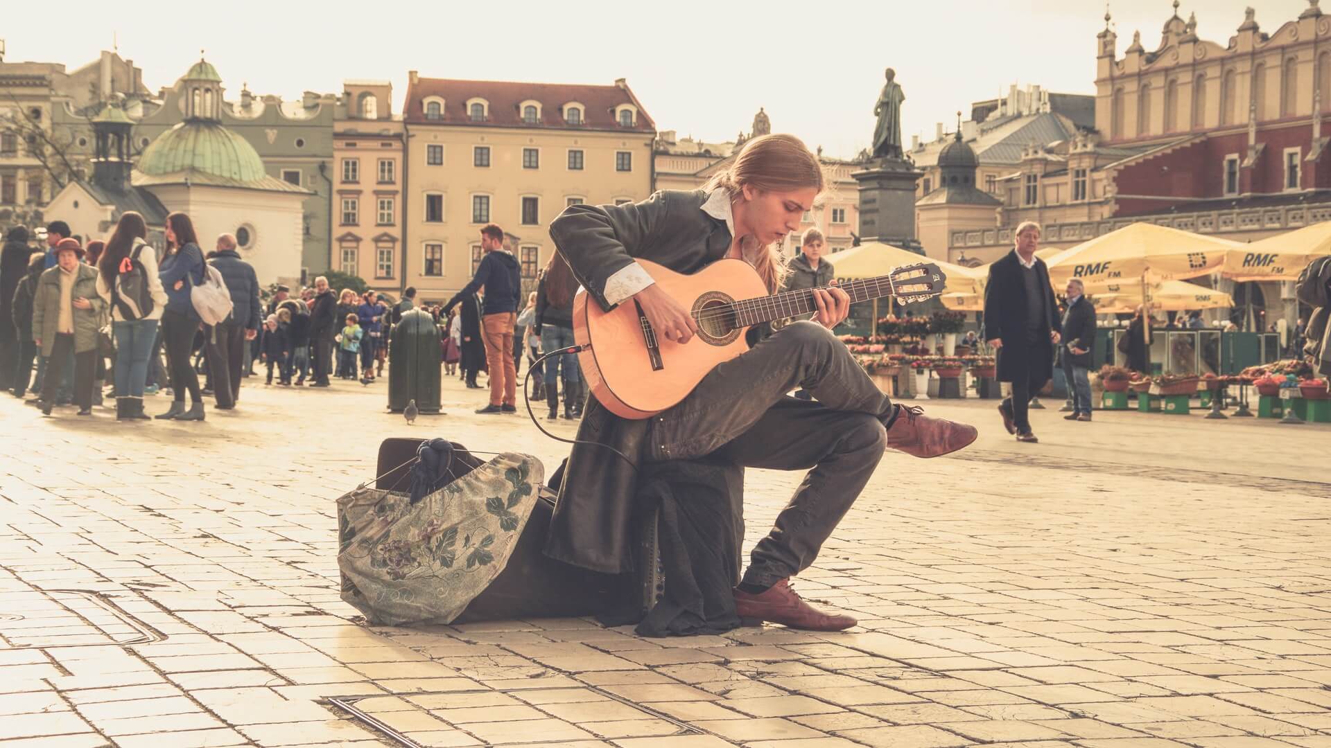 Street musicians playing